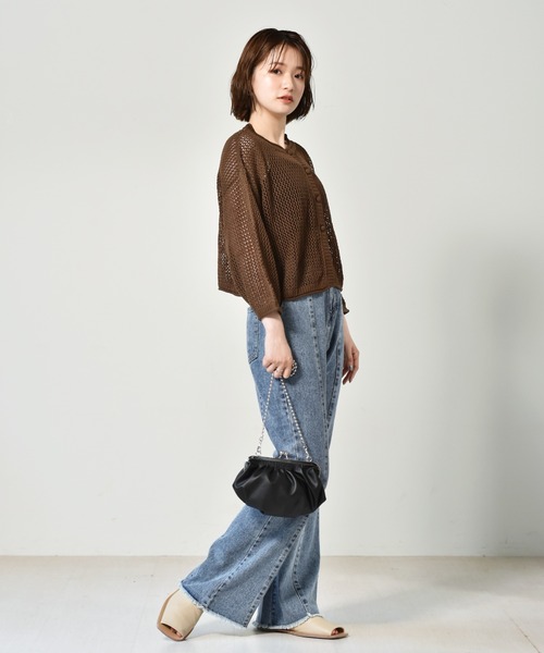 RETRO GIRL(レトロガール)の「2WAYメッシュニットカーデ(カーディガン/ボレロ・レディース・グリーン/ダークブラウン/ライトグレー/オレンジ・FREE)」の7枚目の写真