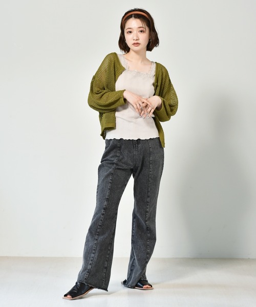 RETRO GIRL(レトロガール)の「2WAYメッシュニットカーデ(カーディガン/ボレロ・レディース・グリーン/ダークブラウン/ライトグレー/オレンジ・FREE)」の17枚目の写真