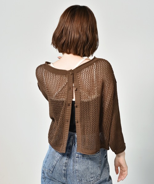 RETRO GIRL(レトロガール)の「2WAYメッシュニットカーデ(カーディガン/ボレロ・レディース・グリーン/ダークブラウン/ライトグレー/オレンジ・FREE)」の12枚目の写真