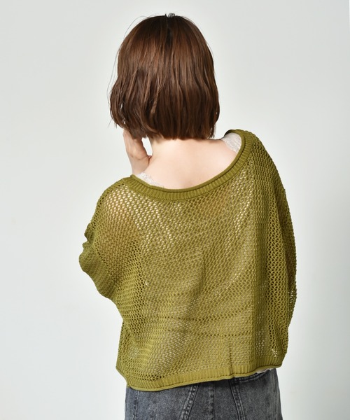 RETRO GIRL(レトロガール)の「2WAYメッシュニットカーデ(カーディガン/ボレロ・レディース・グリーン/ダークブラウン/ライトグレー/オレンジ・FREE)」の8枚目の写真