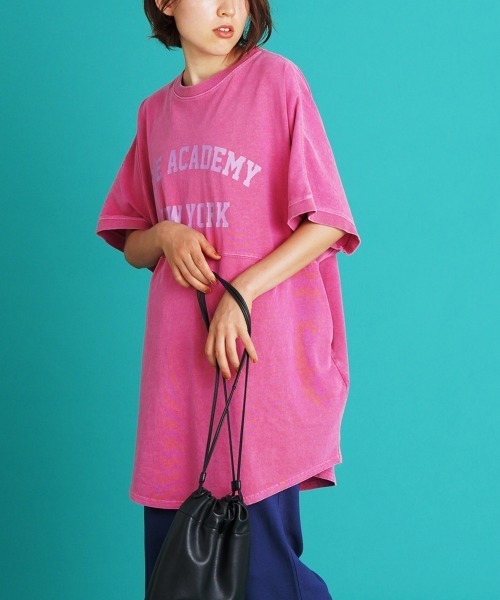 LUPILIEN(ルピリアン)の「カレッジロゴチュニック(Tシャツ/カットソー・レディース・チャコールグレー/ライトグレー/ピンク・FREE)」の10枚目の写真