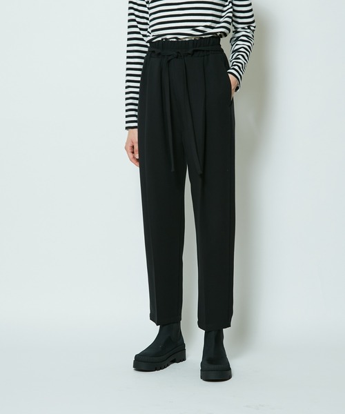 CIAOPANIC（チャオパニック）の「＃【SUPERTHANKS/スーパーサンクス】BELT TUCK TAPERD PT/タックテーパードパンツ（その他パンツ・レディース・ブラック/チェック/ライトベージュ・SMALL）」の2枚目の写真