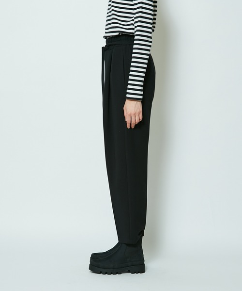 CIAOPANIC（チャオパニック）の「＃【SUPERTHANKS/スーパーサンクス】BELT TUCK TAPERD PT/タックテーパードパンツ（その他パンツ・レディース・ブラック/チェック/ライトベージュ・SMALL）」の4枚目の写真