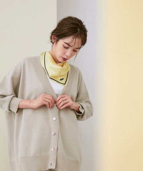 ROPE'(ロペ)の「【セットアップ対応】コットンポリ接結ニットワイドカーディガン(カーディガン/ボレロ・レディース・ベージュ/ダークブラウン・38)」の1枚目の写真