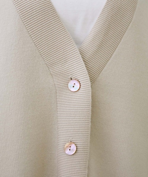ROPE'(ロペ)の「【セットアップ対応】コットンポリ接結ニットワイドカーディガン(カーディガン/ボレロ・レディース・ベージュ/ダークブラウン・38)」の5枚目の写真