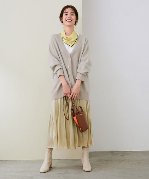 ROPE'(ロペ)の「【セットアップ対応】コットンポリ接結ニットワイドカーディガン(カーディガン/ボレロ・レディース・ベージュ/ダークブラウン・38)」の11枚目の写真