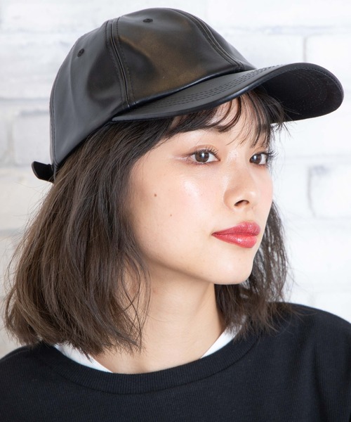 WEGO（ウィゴー）の「WEGO/フェイクレザーキャップ（キャップ・レディース・ブラウン/オフホワイト/ブラック・FREE）」の5枚目の写真