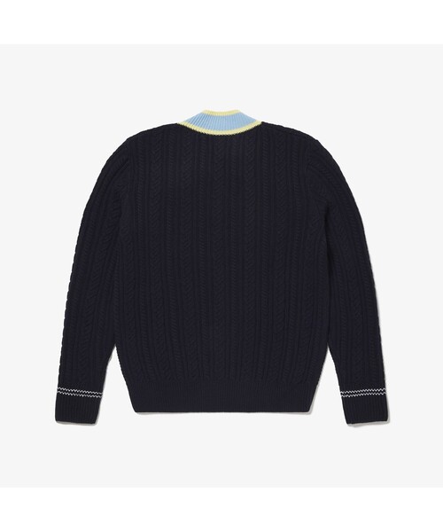 LACOSTE（ラコステ）の「レスポンシブルウールニットチルデンセーター（ニット/セーター・メンズ・ホワイト/ネイビー・S/M/L/XS）」の3枚目の写真