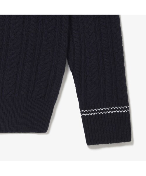 LACOSTE（ラコステ）の「レスポンシブルウールニットチルデンセーター（ニット/セーター・メンズ・ホワイト/ネイビー・S/M/L/XS）」の5枚目の写真