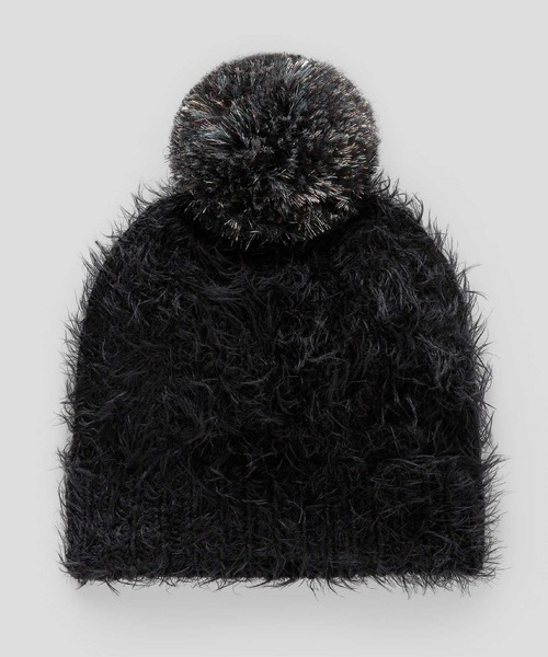 BENETTON (UNITED COLORS OF BENETTON)(ベネトンユナイテッドカラーズオブベネトン)の「キッズカラフルポンポンニット帽・ワッチキャップG(ニットキャップ/ビーニー・キッズ・ブラック/レッド/スモークピンク・SMALL/LARGE)」の2枚目の写真