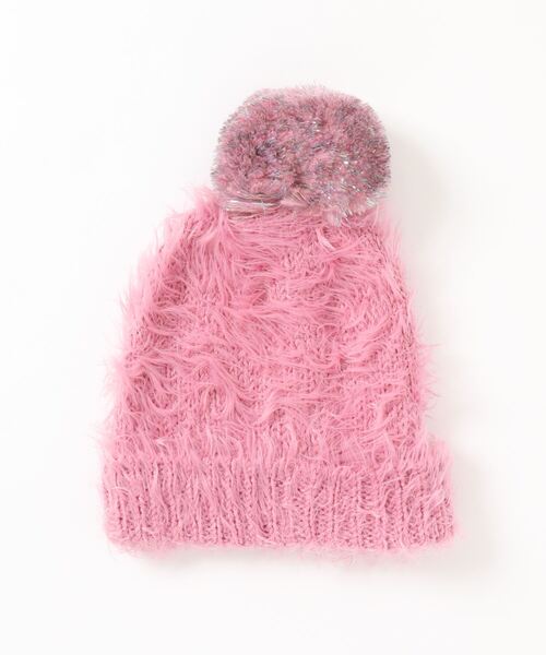 BENETTON (UNITED COLORS OF BENETTON)(ベネトンユナイテッドカラーズオブベネトン)の「キッズカラフルポンポンニット帽・ワッチキャップG(ニットキャップ/ビーニー・キッズ・ブラック/レッド/スモークピンク・SMALL/LARGE)」の4枚目の写真