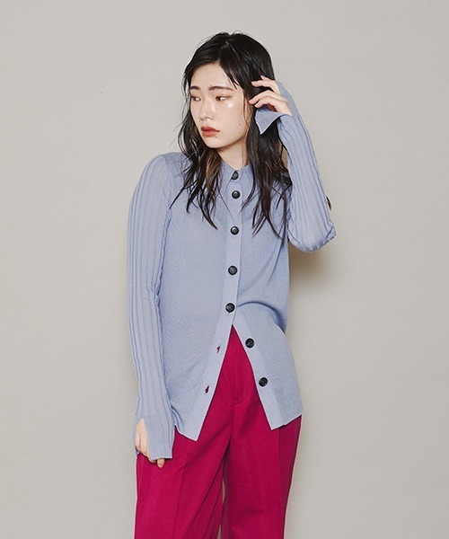 lautreamont BLEUBLANC（ロートレアモンブルーブラン）の「<lautreamont BLEUBLANC>コンパクトリブニットカーディガン≪手洗い可能≫（ニット/セーター・レディース・オフホワイト/カーキ/ブルー・9号）」の21枚目の写真