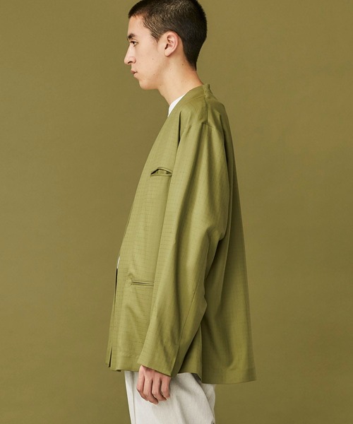 WELLDER(ウェルダー)の「【WELLDER】No Collar Jacket(ノーカラージャケット・メンズ・ダークグリーン・3/4)」の8枚目の写真