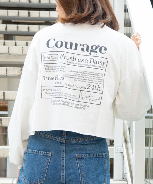 WEGO（ウィゴー）の「WEGO/グラフィックショートロンT（Tシャツ/カットソー・レディース・ホワイト/ネイビー/サックスブルー/スミクロ/その他1/オートミール/アニマル/アイボリー/マスタード/ダークグリーン/その他2/パープル/ホワイト系その他・SMALL/MEDIUM）」の4枚目の写真