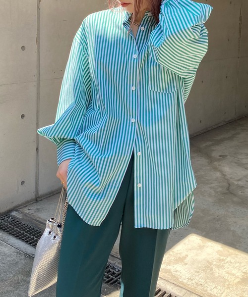 DouDou（ドゥドゥ）の「【WEB限定】ストライプシャツ（シャツ/ブラウス・レディース・ネイビー/グリーン/ピンク・FREE）」の20枚目の写真