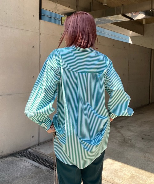 DouDou（ドゥドゥ）の「【WEB限定】ストライプシャツ（シャツ/ブラウス・レディース・ネイビー/グリーン/ピンク・FREE）」の17枚目の写真