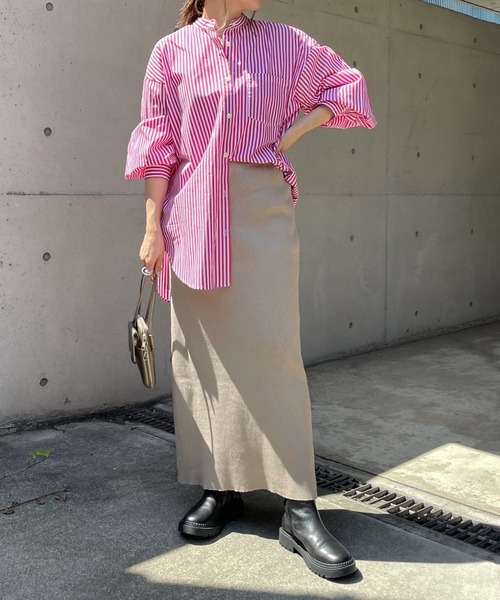 DouDou（ドゥドゥ）の「【WEB限定】ストライプシャツ（シャツ/ブラウス・レディース・ネイビー/グリーン/ピンク・FREE）」の13枚目の写真