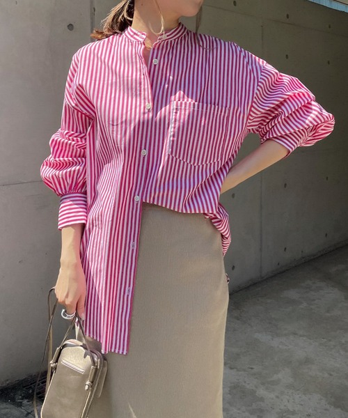 DouDou（ドゥドゥ）の「【WEB限定】ストライプシャツ（シャツ/ブラウス・レディース・ネイビー/グリーン/ピンク・FREE）」の18枚目の写真