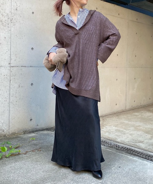 DouDou（ドゥドゥ）の「【WEB限定】ストライプシャツ（シャツ/ブラウス・レディース・ネイビー/グリーン/ピンク・FREE）」の14枚目の写真