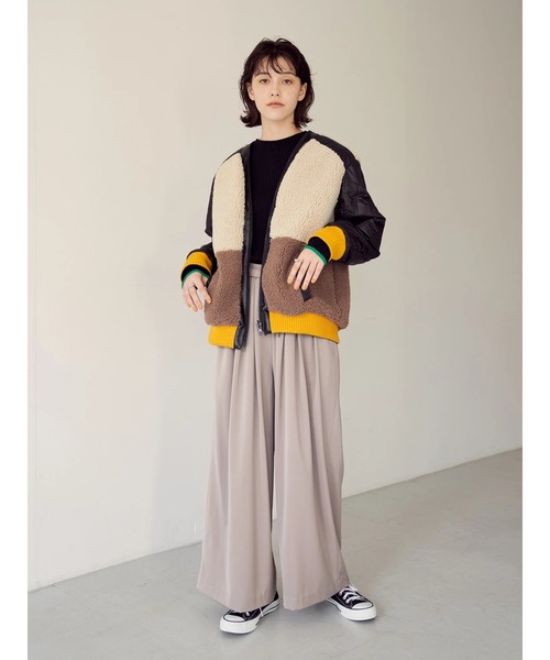 Editt by YECCA VECCA(エディットバイイェッカヴェッカ)の「タックワイドパンツ*(その他パンツ・レディース・ベージュ/ブラック/グリーン・FREE)」の13枚目の写真