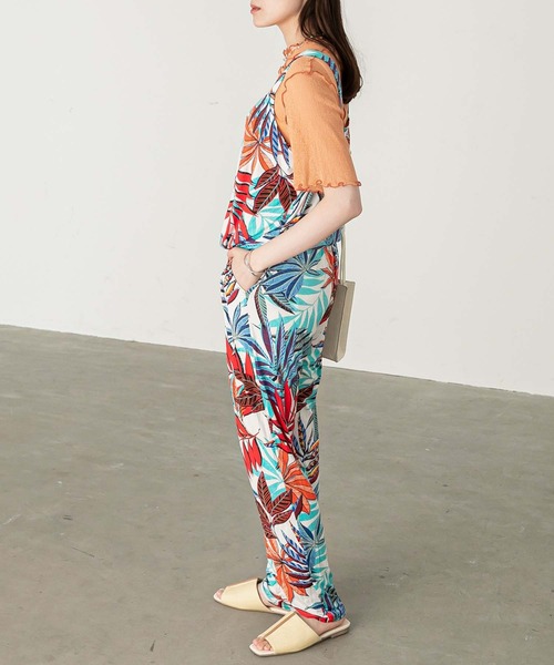 Chaco closet（チャコ クローゼット）の「フランス製/ストレッチジャージ・プリント柄サロペット（サロペット/オーバーオール・レディース・ブルー/ブラック・FREE）」の9枚目の写真