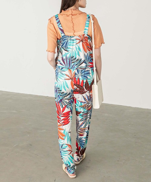 Chaco closet（チャコ クローゼット）の「フランス製/ストレッチジャージ・プリント柄サロペット（サロペット/オーバーオール・レディース・ブルー/ブラック・FREE）」の5枚目の写真