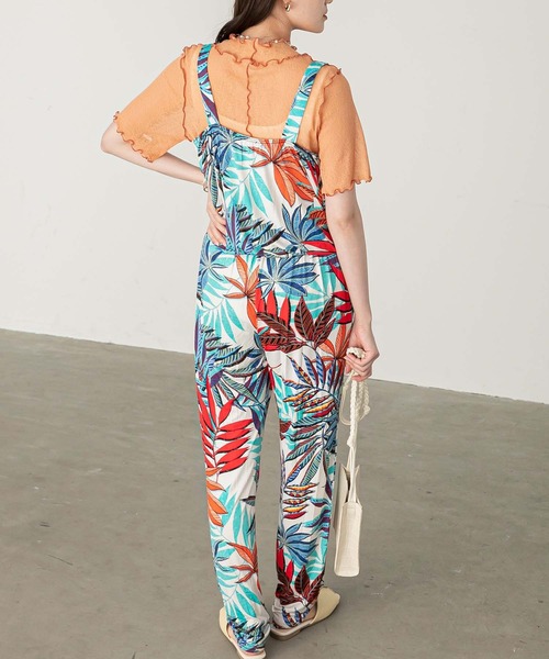 Chaco closet（チャコ クローゼット）の「フランス製/ストレッチジャージ・プリント柄サロペット（サロペット/オーバーオール・レディース・ブルー/ブラック・FREE）」の6枚目の写真