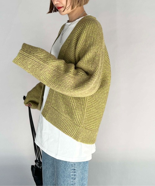audrey and john wad（オードリーアンドジョンワッド）の「モヘアミックス配色カーディガン（カーディガン/ボレロ・レディース・キャメル/ダークグレー・M）」の16枚目の写真