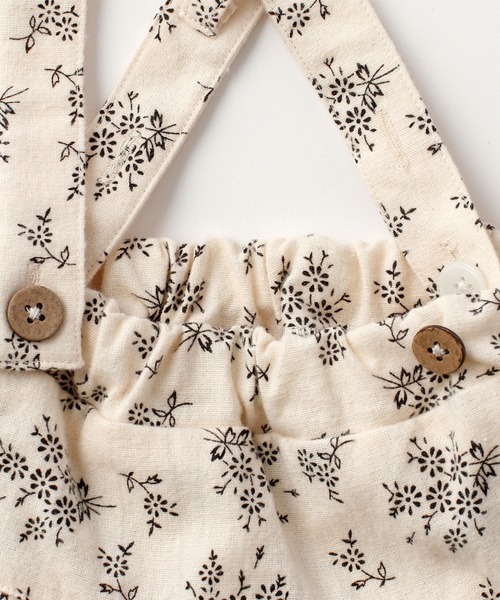 D.fesense（ディーフェセンス）の「サス付き花柄スカートブルマ（スカート・キッズ・モカ/オフホワイト・FREE）」の3枚目の写真