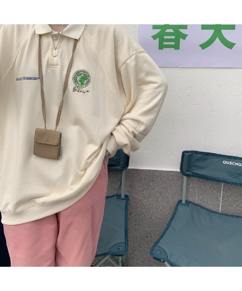 DEVICE(デバイス)の「オーバーサイズ 襟付き ポロシャツ デザイン スウェット トレーナー ポロネック ラガーシャツ(ポロシャツ・レディース・ブラック/ベージュ/グレー・FREE)」の8枚目の写真