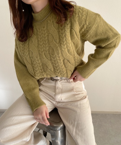 nemne store(ネンネストア)の「美術館を巡るケーブルニット(ニット/セーター・レディース・マスタード/ブルー/アイボリー/ブラック・フリー)」の20枚目の写真