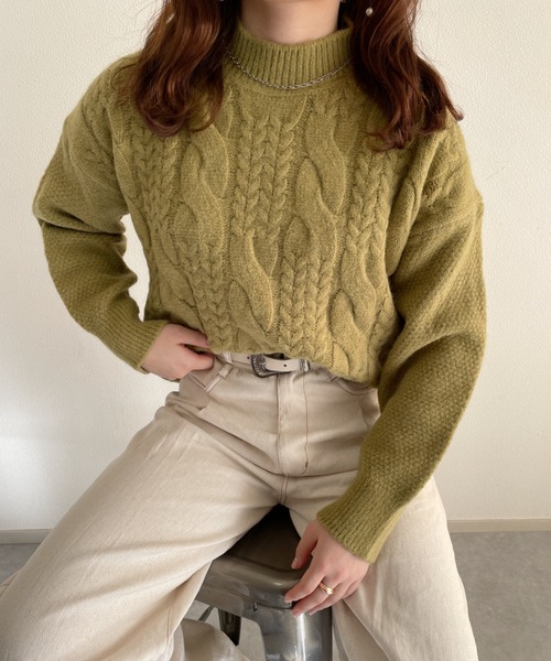 nemne store(ネンネストア)の「美術館を巡るケーブルニット(ニット/セーター・レディース・マスタード/ブルー/アイボリー/ブラック・フリー)」の21枚目の写真