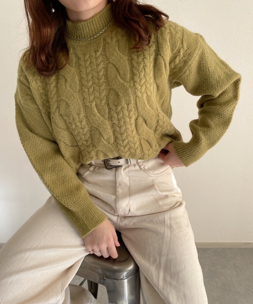 nemne store(ネンネストア)の「美術館を巡るケーブルニット(ニット/セーター・レディース・マスタード/ブルー/アイボリー/ブラック・フリー)」の22枚目の写真
