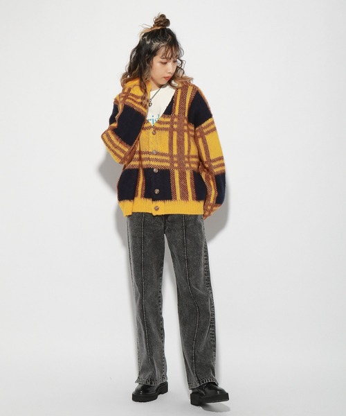 PBLIM（ページボーイリム）の「【PAGEBOYLIM】チェックシャギーカーデ（カーディガン/ボレロ・レディース・ネイビー系/イエロー系その他・FREE）」の8枚目の写真