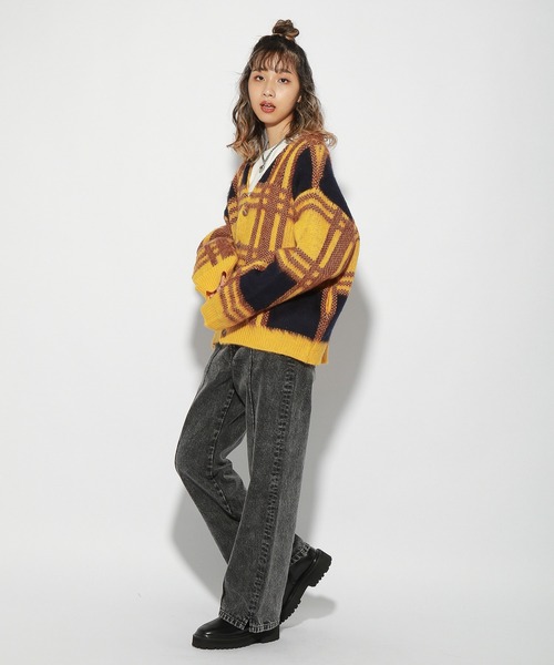 PBLIM（ページボーイリム）の「【PAGEBOYLIM】チェックシャギーカーデ（カーディガン/ボレロ・レディース・ネイビー系/イエロー系その他・FREE）」の9枚目の写真