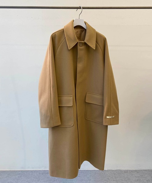 minsobi（ミンソビ）の「overfit raglan long coat　オーバーシルエットラグランロングコート（ステンカラーコート・メンズ・ブラック/ベージュ・FREE）」の16枚目の写真