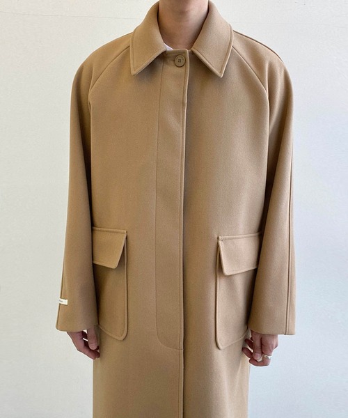 minsobi（ミンソビ）の「overfit raglan long coat　オーバーシルエットラグランロングコート（ステンカラーコート・メンズ・ブラック/ベージュ・FREE）」の10枚目の写真
