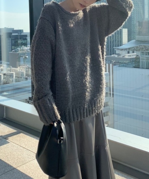 rem closet（レムクローゼット）の「バスケットモールニット（ニット/セーター・レディース・チャコールグレー/アイボリー/オリーブ・S）」の2枚目の写真