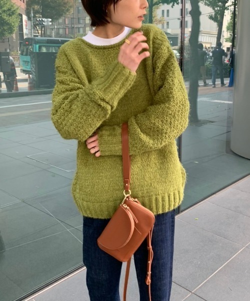 rem closet（レムクローゼット）の「バスケットモールニット（ニット/セーター・レディース・チャコールグレー/アイボリー/オリーブ・S）」の14枚目の写真