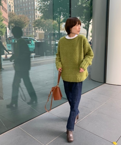 rem closet（レムクローゼット）の「バスケットモールニット（ニット/セーター・レディース・チャコールグレー/アイボリー/オリーブ・S）」の4枚目の写真