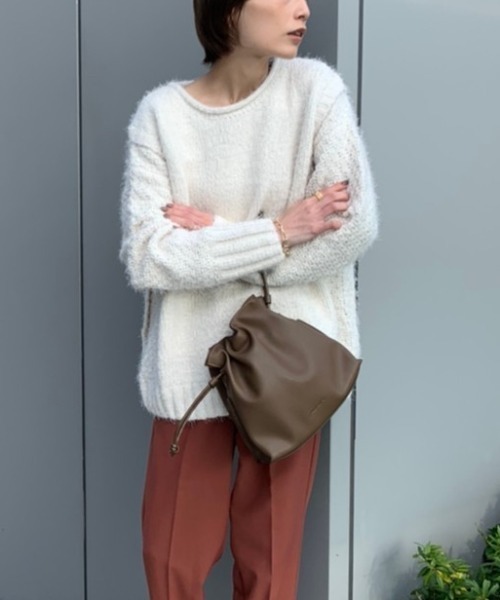 rem closet（レムクローゼット）の「バスケットモールニット（ニット/セーター・レディース・チャコールグレー/アイボリー/オリーブ・S）」の9枚目の写真