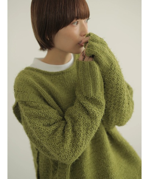 rem closet（レムクローゼット）の「バスケットモールニット（ニット/セーター・レディース・チャコールグレー/アイボリー/オリーブ・S）」の11枚目の写真