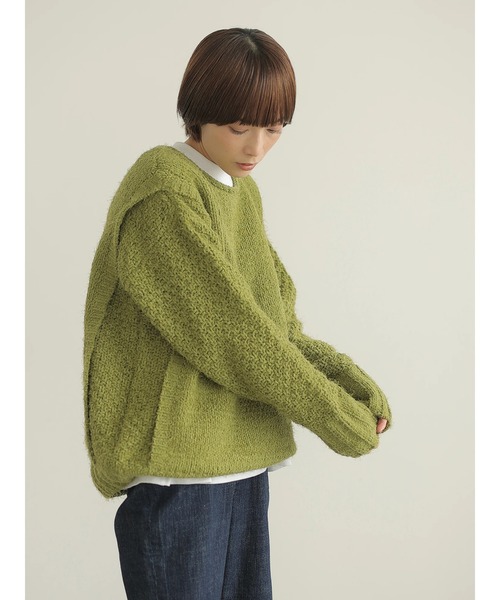 rem closet（レムクローゼット）の「バスケットモールニット（ニット/セーター・レディース・チャコールグレー/アイボリー/オリーブ・S）」の6枚目の写真