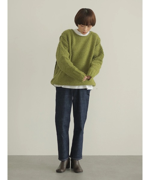 rem closet（レムクローゼット）の「バスケットモールニット（ニット/セーター・レディース・チャコールグレー/アイボリー/オリーブ・S）」の17枚目の写真