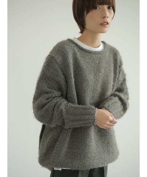 rem closet（レムクローゼット）の「バスケットモールニット（ニット/セーター・レディース・チャコールグレー/アイボリー/オリーブ・S）」の7枚目の写真