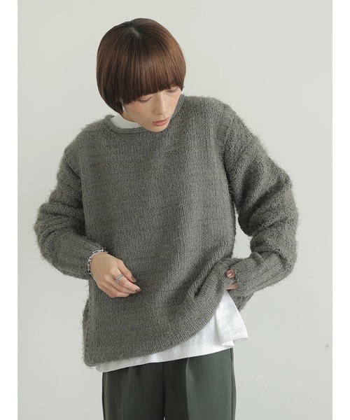 rem closet（レムクローゼット）の「バスケットモールニット（ニット/セーター・レディース・チャコールグレー/アイボリー/オリーブ・S）」の22枚目の写真