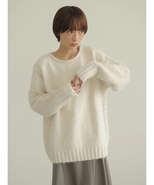 rem closet（レムクローゼット）の「バスケットモールニット（ニット/セーター・レディース・チャコールグレー/アイボリー/オリーブ・S）」の10枚目の写真