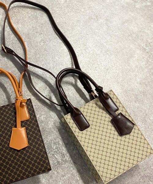 INGNI（イング）の「モノグラムスクエアショルダーBAG（トートバッグ・レディース・ブラウン/アイボリー・ONE SIZE）」の2枚目の写真