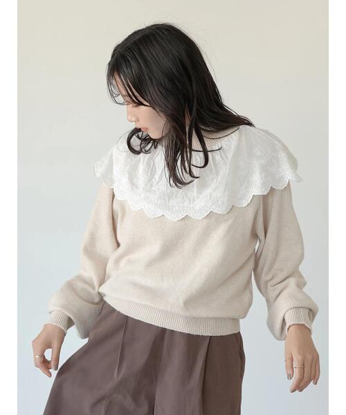 earth music&ecology(アースミュージックアンドエコロジー)の「アイレットフリルドッキングニットプルオーバー*(ニット/セーター・レディース・ライトカーキ/杢グレー/ライトベージュ・FREE)」の21枚目の写真