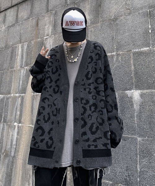 NEW GENTLEMAN（ニュージェントルマン）の「ルーズ レオパード カーディガン（カーディガン/ボレロ・メンズ・グレー/ベージュ・FREE）」の4枚目の写真